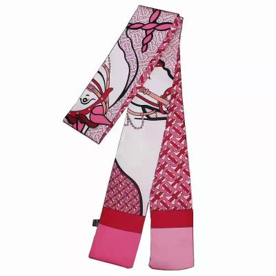 China Long Twill Silk Scarf For Women Double Sided B Letters Printed Skinny Bag Scarf Brand Women Tie Head Belt Fashion Scarves For Ladies for sale