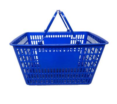 China Durable manufacturer wholesale supermarket plastic shopping basket with handles for sale