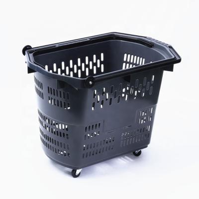 China Manufacturer Cheap 60L Durable Plastic Grocery Supermarket PP Storage Shopping Trolley Basket For Sale for sale