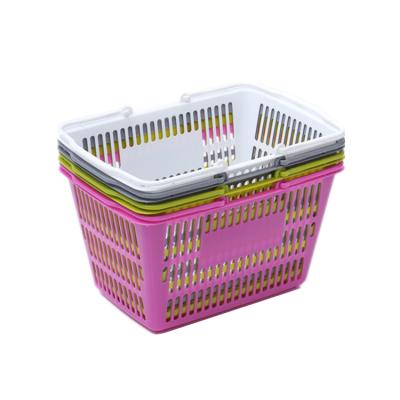 China Wholesale durable manufacturer lightweight plastic shopping basket small with 2 handles for supermarket and stores for sale