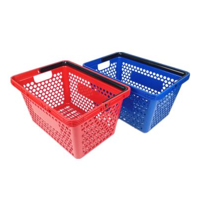 China Manufacturer durable hot sale simple pp honeycomb handle plastic shopping basket for grocery snack fruits and vegetables for sale