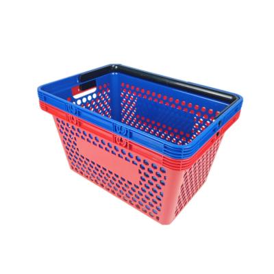 China Durable Plastic Honeycomb Single Handle Vending Hat Manufacturer 28L Shopping Basket for Market and Store for sale