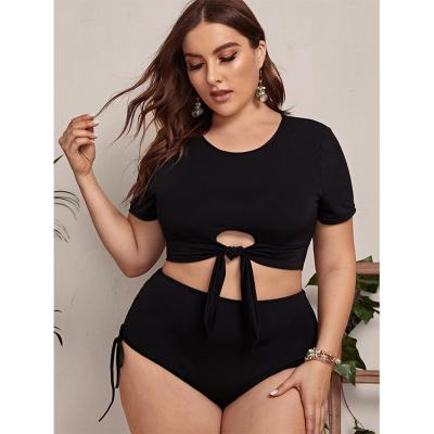 China Breathable Bathing Suits Full Coverage Knot Chest Bikini Set Manufacturer Inclusive Short Sleeve Plus Size Sizing Swimwear for sale