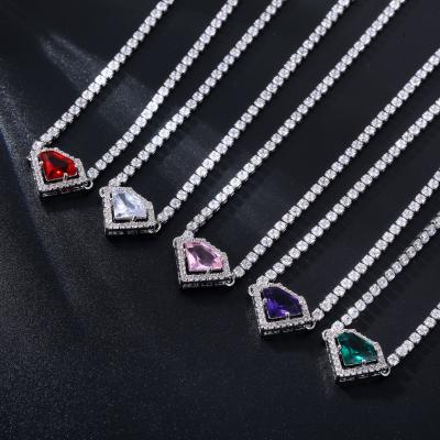 China No Fade Luxury Women Tennis Necklace Bling Bling Fashion Jewelry Crystal Zircon Gemstone Necklace for sale