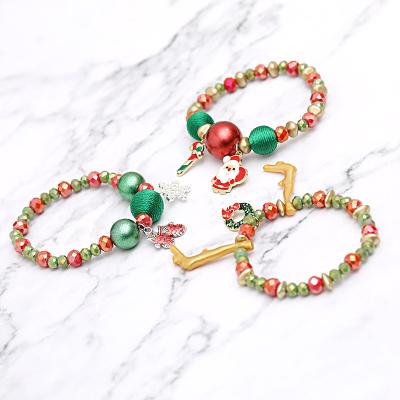 China Women's Casual Santa Xmas Christmas Stretch Newcomer Jewelry Girls Bracelet For DIY Decor Handmade Gifts for sale