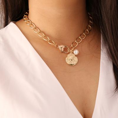 China Alloy CLASSIC Wholesale Coin Hreat Gloden Fashion Chain Necklace For Women Necklace Trendy Designer Necklace for sale