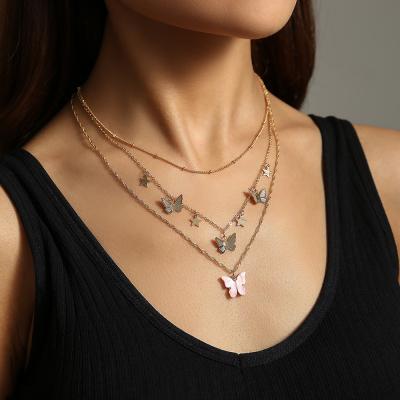 China New 2022 TRENDY fashion jewelry women's multi-layer tassel simple multi-layer temperament butterfly necklace necklace for sale