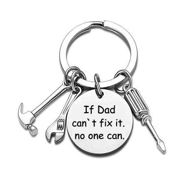 China Creative Metal Father's Day Gifts If Dad Can't Fix It No Box DIY Tools Dad Keychain Dad Key Chain for sale