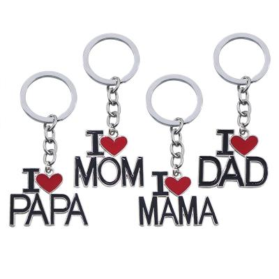 China Alloy Family Jewelry Papa Mama Heart Love Mother's Day Drop Oil Pendant Key Chain Key Ring Accessoris Je for sale