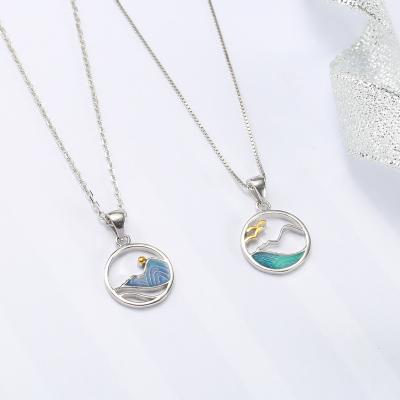 China CLASSIC S925 Sterling Silver Mountain League Oath Couples Necklace Round Simple Creative Pendant Necklace Jewelry For Valentine's Day for sale