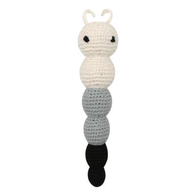 China Cotton+ployester wholesales crochet rattle handmade crochet rattle baby shape cartoon diy weave knitting animal toy for sale