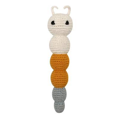 China Cotton+ployester wholesales crochet rattle handmade crochet rattle baby shape cartoon diy weave knitting animal toy for sale