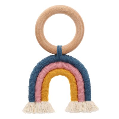 China Toy China Manufacture Directly Sale Soft Ring Handmade Rainbow Decor Baby Wooden Teethers for sale