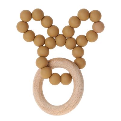 China Toy High-Performance Wooden Ring Teethers Soft Baby Beech Small Grinding Toy for sale