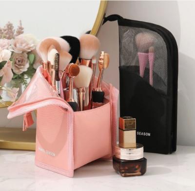 China Fashionable Multifunctional Make Up Brush Storage Travel Cosmetic Bag Holder High Quality Waterproof Polyester Makeup Brush Holder for sale