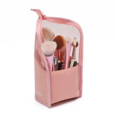 China Fashionable Custom Women Stand Up Waterpoof Make Up Brush Holder Pouch Organizer Nylon Makeup Brushes Bag for sale