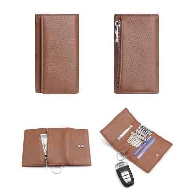 China High Quality New Arrival Stand Organizer Multi Function Key Card Holder Genuine Leather Leather Key Wallet With Magnet for sale