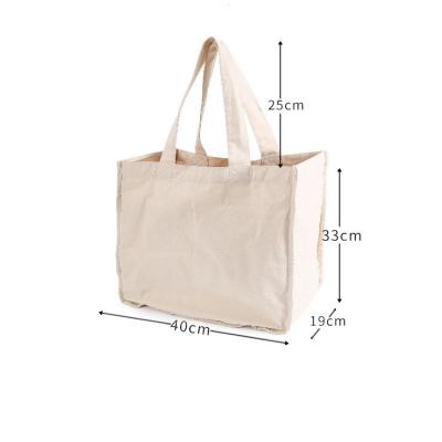 China 100% Eco-friendly Hot Sale Plains Recycled Christmas Cotton Canvas Tote Bag Large Capacity Cotton Shopping Bag Custom Logo for sale