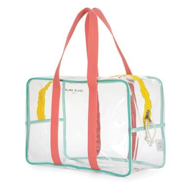 China High Quality Clear PVC Cosmetic Transparent Bag Waterproof / Big Large Capacity Makeup Bag Bikini Clear Bag With Handle For Travel for sale