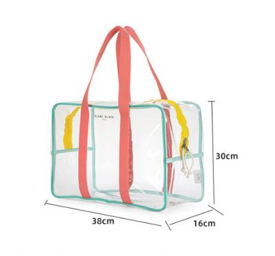 China TPU Makeup Plastic Bag High Quality Transparent Cosmetic Bag Waterproof/Large Capacity Large Size With Handle For Travel for sale