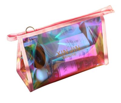 China New Fashion Laser Clear Holographic Makeup Bag Pouch Bag Durable Transparent Cosmetic Storage Bag For Girl for sale