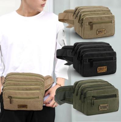 China Water proof Canvas Belt Bag Men's Outdoor Leisure Large Capacity Business Cashier Mobile Phone Bag Wholesale for sale