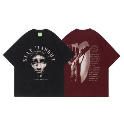 China Anti-pilling MK Summer Jesus Redemption Print Couple Short Sleeve Street Hip Hop Men's Top Customized 100% Cotton Oversize Men's T-shirt for sale