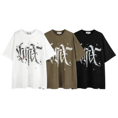 China Anti-pilling MK Summer Couple Short Sleeve Graffiti Letter Hip Hop Retro Men's Top Customized New Design 100% Cotton Oversize Men's T-shirt for sale