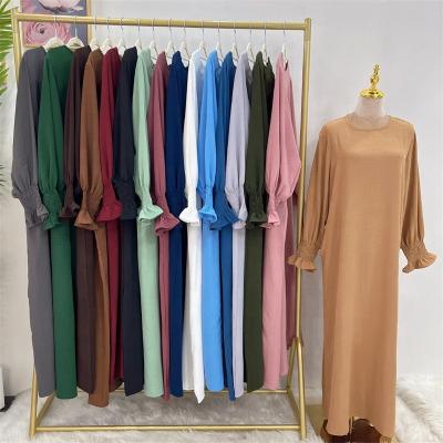 China Solid Color Polyester/Cotton Hot Selling Plus Size Islamic Ethnic Clothing 2023 Muslim Women Dubai Abaya for sale