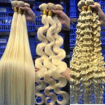 China Virgin Human Hair Extension 613 Silky Straight Blonde Wave Hair Vendor 613 Virgin Hair Bundles With Lace Headband for sale