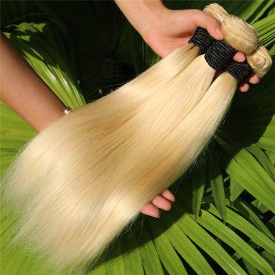 China Real 613 Straight White Women Blonde Hair Bundle Ponytail Hair Weave Closure Brazilian Straight Indian Blonde Hair Weave for sale