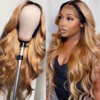 China Straight Wigs For Black Woman Brazilian Water Wave 26inch Glueless Lace Front Wigs Highlighted Kinky Curly Wig for sale