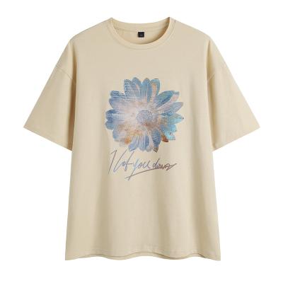 China Breathable Custom Print Sunflower O Neck Custom Print Mens T-Shirt for sale