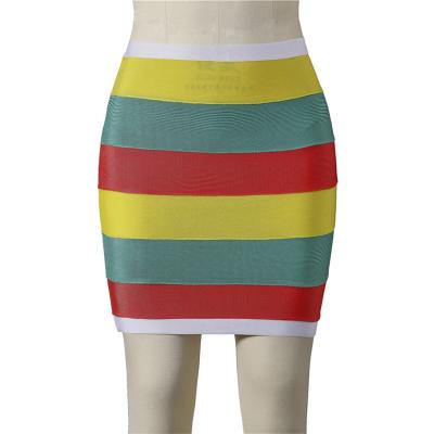 China China Manufacturer Trendy Women Clothes Color Anti-Static Stripes High Waisted Package Hip Skirt For Women for sale