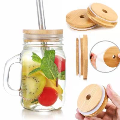 China Solid Wood Straw Water Cup Juice Water Cup Silica Gel Viable Transparent Glass Water Cup for sale