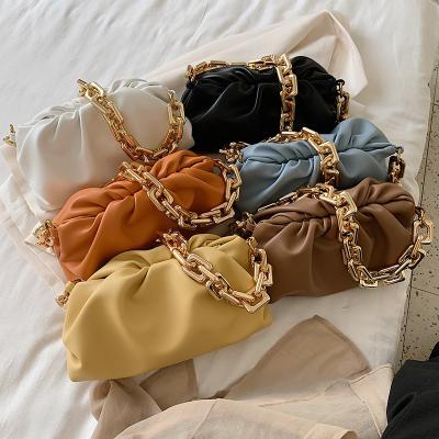 China 2020 Thick Soulder Handbags Gold Chain PU Sling Bag Armpit Bag Cloud Dumpling Bag Waterproof Soft Women for sale