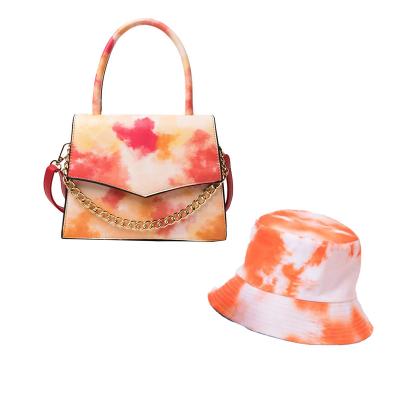 China Latest Waterproof Copy Tie Dye Bucket Hat And Purse Set Of Women Handbags Purses And Handbags for sale