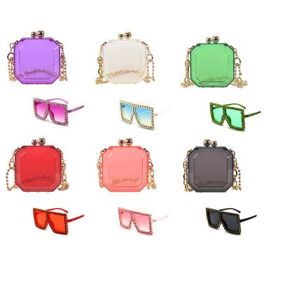 China Fashion Factory Hot Sale Trendy Jelly Bag Acrylic Glasses And Ladies Pinch Set for sale