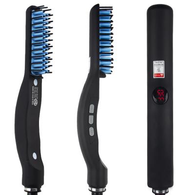 China Electric Hair Straightener Factory High Heat Private Label Hot Sale Customized Men Beard Comb Hair Straightener Brush for sale