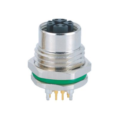 China Tipo fêmea M12 X do PWB do conector de Profinet Rj45 montagem de codificação da parte dianteira de 8 Pin para o sensor à venda