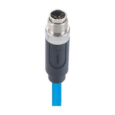 China CAT6 EtherNet Cable Connectors M12 Male Cross Shielded Molded With 10 Gbps Bandwidth for sale