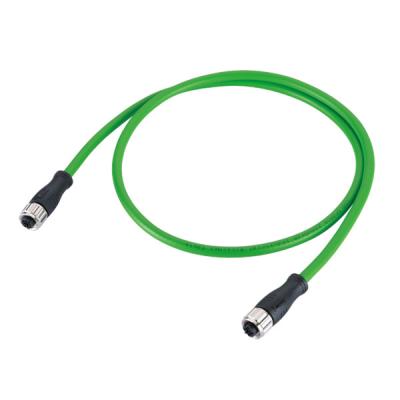 China Industrial Ethernet M12 Connector 4 Pin Female D Coding With 22 AWG 2 Pair Cable for sale