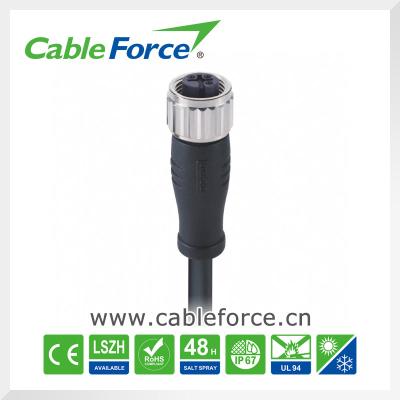 China M12 3pin Female A-Coding Circular Connector With PUR / PVC Cable Metal Screw for sale