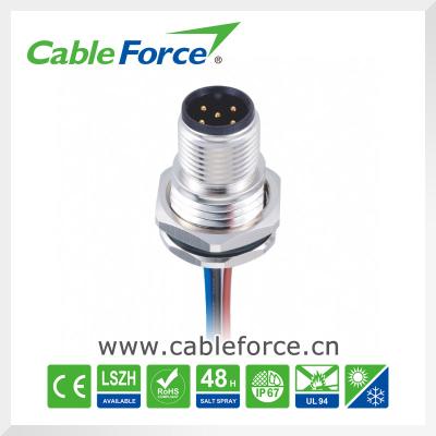 China 5pin A-Coded Male M12 Electrical Connector With 50cm Pvc Wires for sale