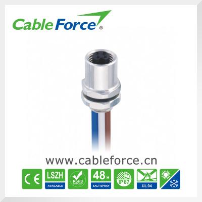 中国 Female 4 Pin Panel Mount M5 Connector Front Fastened Metal Connector Soldered With Wires 販売のため