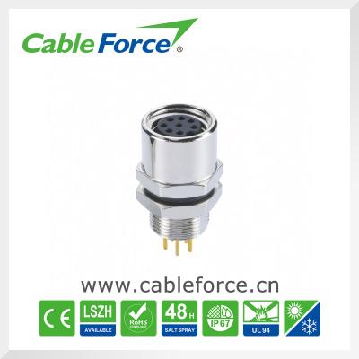 China PCB Power Supply M8 Circular Connector 30V 6 Pin Female Bulkhead Electrical Connector for sale