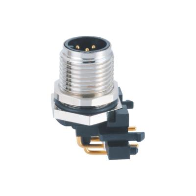 中国 4 A M12 3 Pin male DC M12 Panel Mount Connector for automative 販売のため