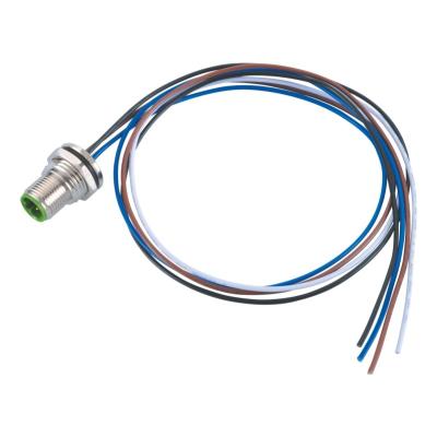 中国 Ethernet Panel Receptacle M12 4 Pin Male D-Code Panel Front Mounting Solder with wires 販売のため