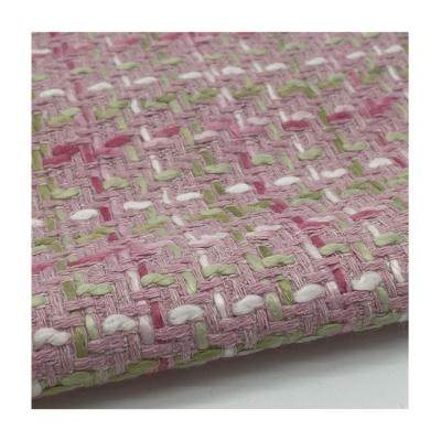 China Breathable Plain Weave Yarn Dyed Pink Boucle Fabric For Jacket Dress Skirt Boucle for sale