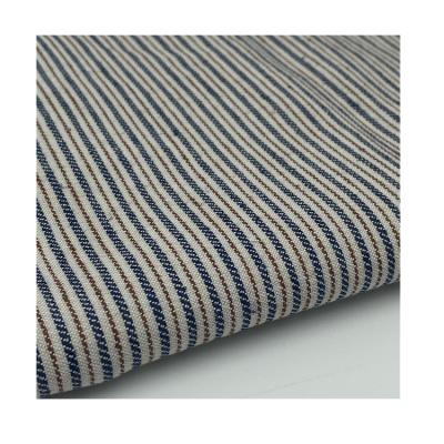 China Breathable Lightweight Yarn Dyed Dobby Stripe Woven Fabric For Women Cloth for sale